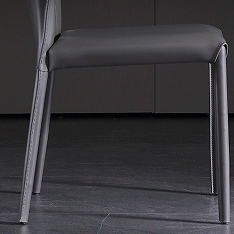 Contemporary Leather Dining Chair Armless Wingback Side Chair Clearhalo 'Dining Chairs' 'Dining Tables & Seating' 'dining_chair' 'furn' 'furn_dining_chair' 'Furniture' 'furniture_dining_chair' 'Kitchen & Dining Furniture' 4877395