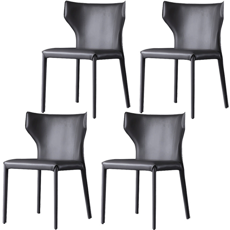 Contemporary Leather Dining Chair Armless Wingback Side Chair Dark Gray 4 Piece Set Clearhalo 'Dining Chairs' 'Dining Tables & Seating' 'dining_chair' 'furn' 'furn_dining_chair' 'Furniture' 'furniture_dining_chair' 'Kitchen & Dining Furniture' 4877399