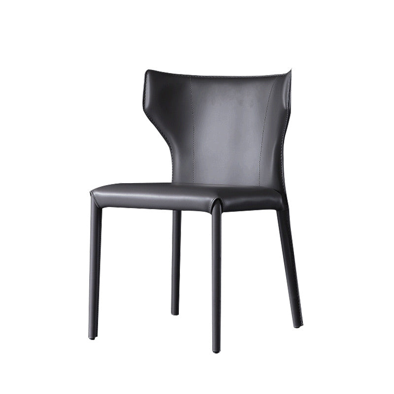 Contemporary Leather Dining Chair Armless Wingback Side Chair Dark Gray 1 Piece Clearhalo 'Dining Chairs' 'Dining Tables & Seating' 'dining_chair' 'furn' 'furn_dining_chair' 'Furniture' 'furniture_dining_chair' 'Kitchen & Dining Furniture' 4877400