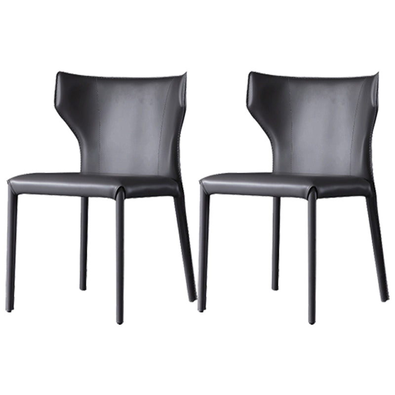 Contemporary Leather Dining Chair Armless Wingback Side Chair Dark Gray 2 Piece Set Clearhalo 'Dining Chairs' 'Dining Tables & Seating' 'dining_chair' 'furn' 'furn_dining_chair' 'Furniture' 'furniture_dining_chair' 'Kitchen & Dining Furniture' 4877401