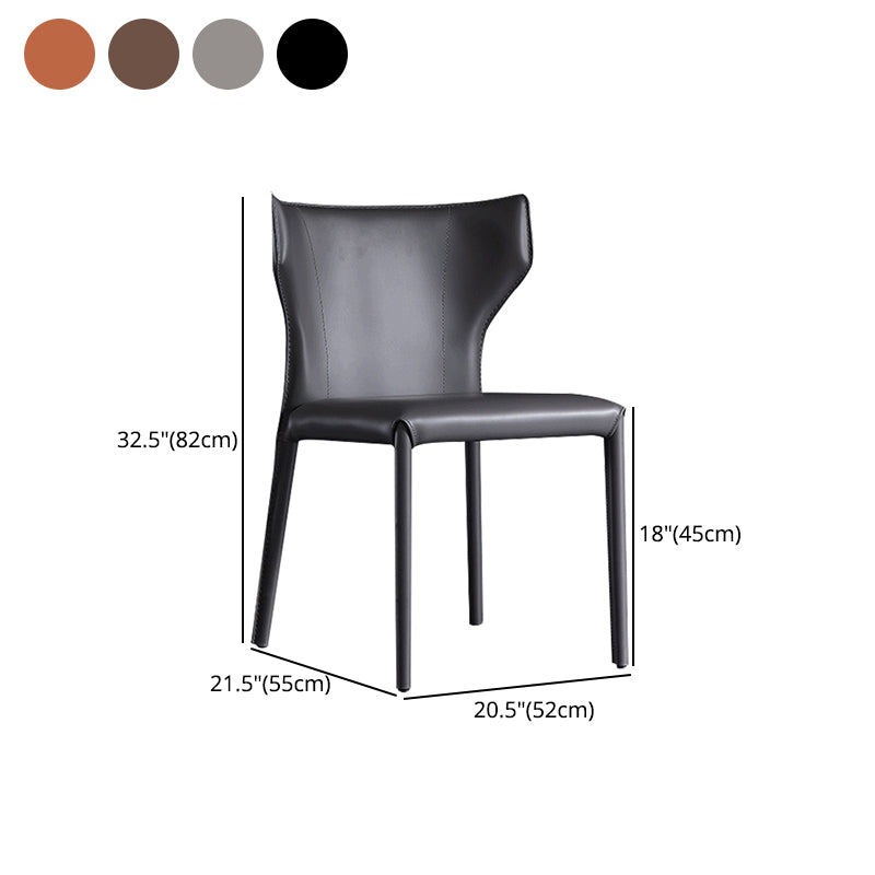 Contemporary Leather Dining Chair Armless Wingback Side Chair Clearhalo 'Dining Chairs' 'Dining Tables & Seating' 'dining_chair' 'furn' 'furn_dining_chair' 'Furniture' 'furniture_dining_chair' 'Kitchen & Dining Furniture' 4877402