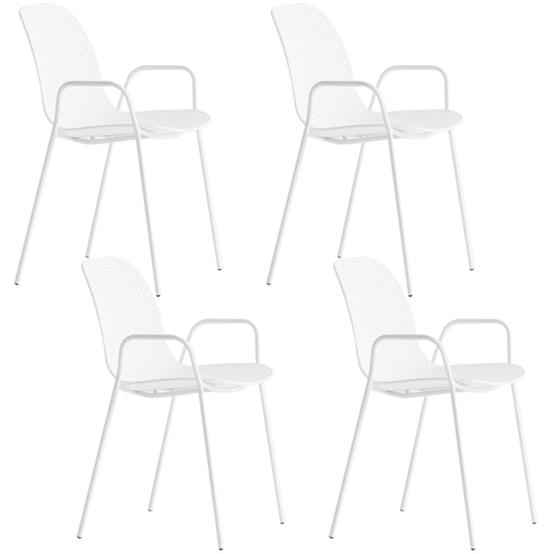 Industrial Style Metal Chair Dining Armless Chairs for Kitchen White 4 Piece Set Clearhalo 'Dining Chairs' 'Dining Tables & Seating' 'dining_chair' 'furn' 'furn_dining_chair' 'Furniture' 'furniture_dining_chair' 'Kitchen & Dining Furniture' 4877429