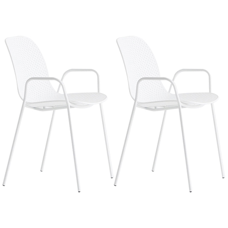 Industrial Style Metal Chair Dining Armless Chairs for Kitchen White 2 Piece Set Clearhalo 'Dining Chairs' 'Dining Tables & Seating' 'dining_chair' 'furn' 'furn_dining_chair' 'Furniture' 'furniture_dining_chair' 'Kitchen & Dining Furniture' 4877433