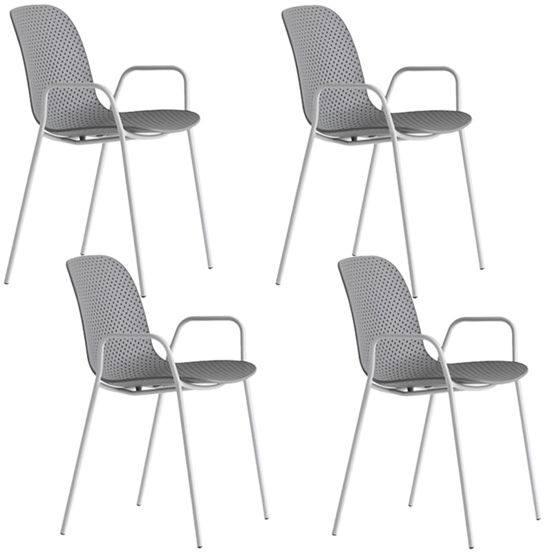 Industrial Style Metal Chair Dining Armless Chairs for Kitchen Grey 4 Piece Set Clearhalo 'Dining Chairs' 'Dining Tables & Seating' 'dining_chair' 'furn' 'furn_dining_chair' 'Furniture' 'furniture_dining_chair' 'Kitchen & Dining Furniture' 4877435