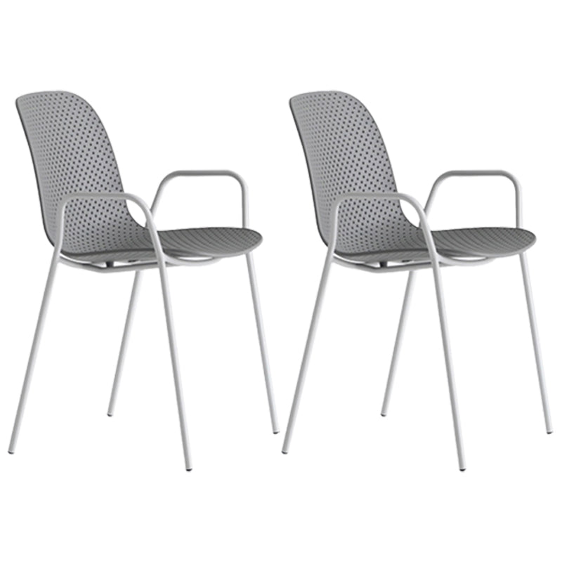 Industrial Style Metal Chair Dining Armless Chairs for Kitchen Grey 2 Piece Set Clearhalo 'Dining Chairs' 'Dining Tables & Seating' 'dining_chair' 'furn' 'furn_dining_chair' 'Furniture' 'furniture_dining_chair' 'Kitchen & Dining Furniture' 4877439