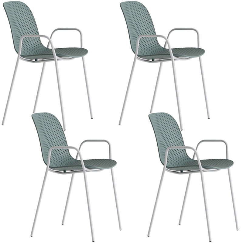 Industrial Style Metal Chair Dining Armless Chairs for Kitchen Green 4 Piece Set Clearhalo 'Dining Chairs' 'Dining Tables & Seating' 'dining_chair' 'furn' 'furn_dining_chair' 'Furniture' 'furniture_dining_chair' 'Kitchen & Dining Furniture' 4877441