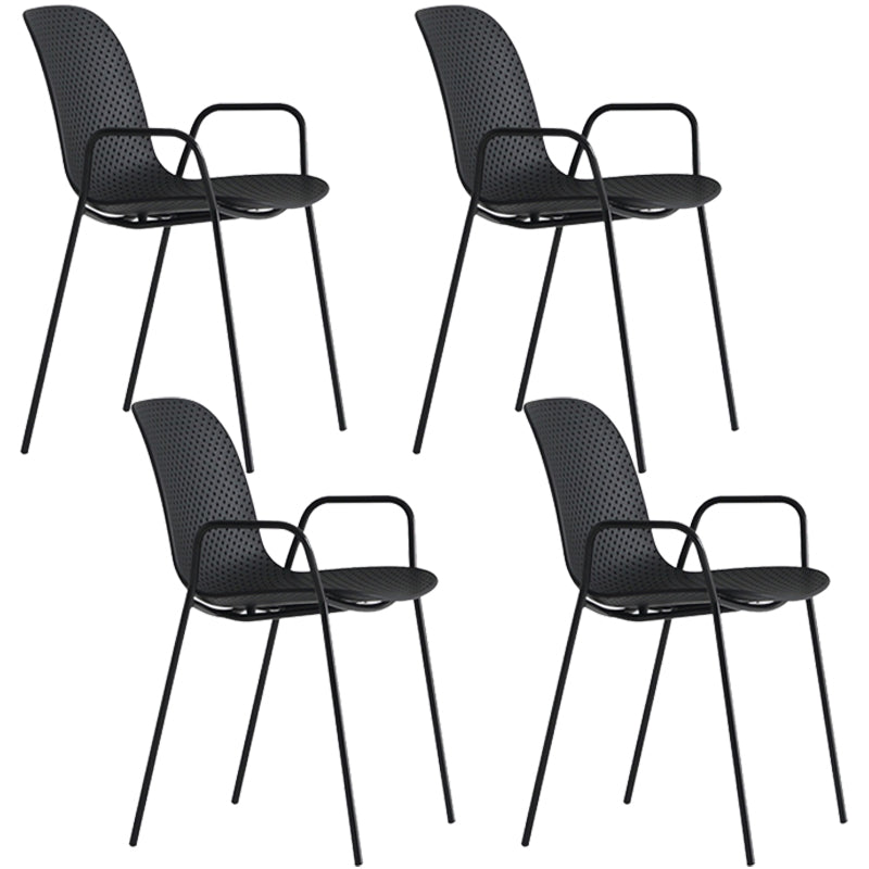 Industrial Style Metal Chair Dining Armless Chairs for Kitchen Black 4 Piece Set Clearhalo 'Dining Chairs' 'Dining Tables & Seating' 'dining_chair' 'furn' 'furn_dining_chair' 'Furniture' 'furniture_dining_chair' 'Kitchen & Dining Furniture' 4877446