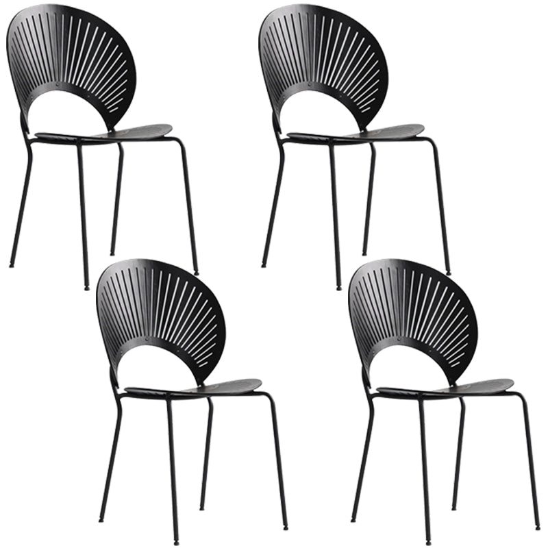 Industrial Style Metal Chair Dining Armless Open Back Chairs for Kitchen Gloss Black 4 Piece Set Clearhalo 'Dining Chairs' 'Dining Tables & Seating' 'dining_chair' 'furn' 'furn_dining_chair' 'Furniture' 'furniture_dining_chair' 'Kitchen & Dining Furniture' 4877466