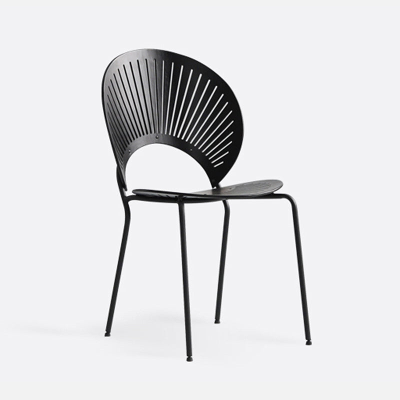 Industrial Style Metal Chair Dining Armless Open Back Chairs for Kitchen Gloss Black 1 Piece Clearhalo 'Dining Chairs' 'Dining Tables & Seating' 'dining_chair' 'furn' 'furn_dining_chair' 'Furniture' 'furniture_dining_chair' 'Kitchen & Dining Furniture' 4877469