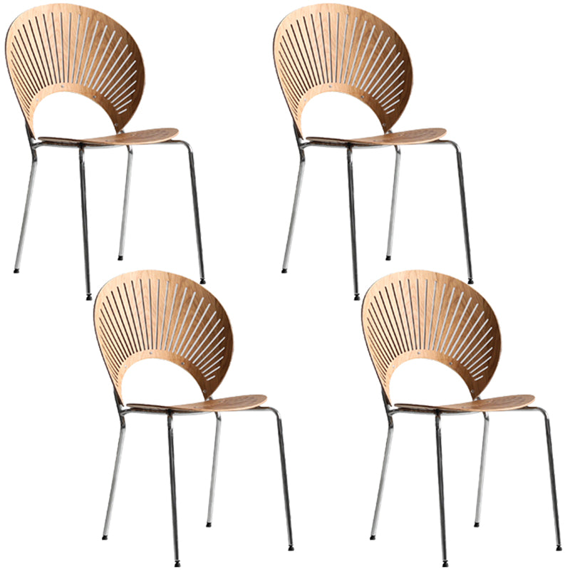 Industrial Style Metal Chair Dining Armless Open Back Chairs for Kitchen Wood 4 Piece Set Clearhalo 'Dining Chairs' 'Dining Tables & Seating' 'dining_chair' 'furn' 'furn_dining_chair' 'Furniture' 'furniture_dining_chair' 'Kitchen & Dining Furniture' 4877472