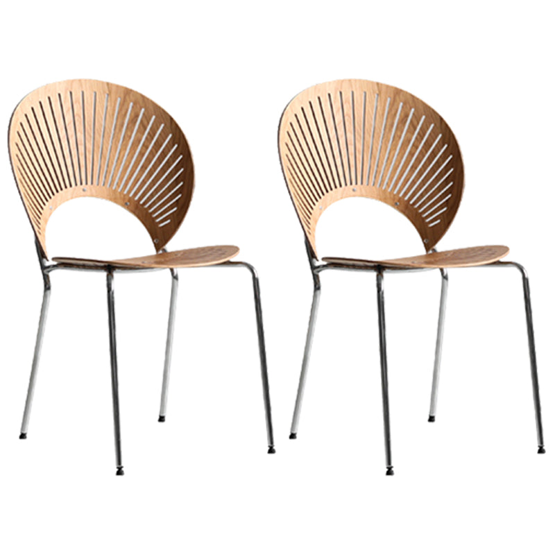 Industrial Style Metal Chair Dining Armless Open Back Chairs for Kitchen Wood 2 Piece Set Clearhalo 'Dining Chairs' 'Dining Tables & Seating' 'dining_chair' 'furn' 'furn_dining_chair' 'Furniture' 'furniture_dining_chair' 'Kitchen & Dining Furniture' 4877477