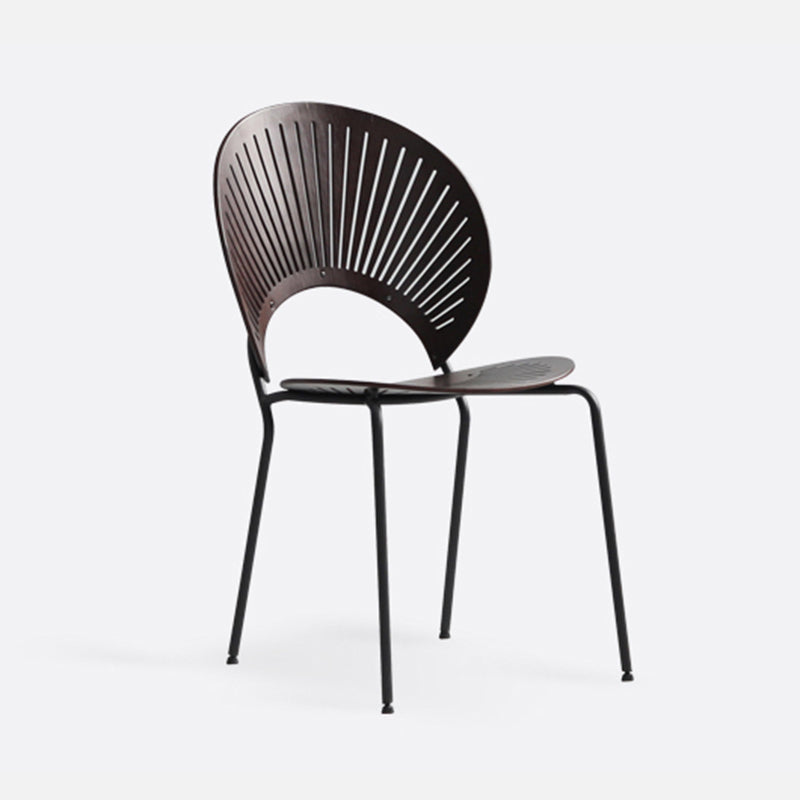 Industrial Style Metal Chair Dining Armless Open Back Chairs for Kitchen Walnut 1 Piece Clearhalo 'Dining Chairs' 'Dining Tables & Seating' 'dining_chair' 'furn' 'furn_dining_chair' 'Furniture' 'furniture_dining_chair' 'Kitchen & Dining Furniture' 4877481