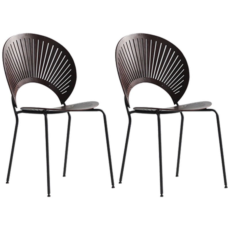 Industrial Style Metal Chair Dining Armless Open Back Chairs for Kitchen Walnut 2 Piece Set Clearhalo 'Dining Chairs' 'Dining Tables & Seating' 'dining_chair' 'furn' 'furn_dining_chair' 'Furniture' 'furniture_dining_chair' 'Kitchen & Dining Furniture' 4877482