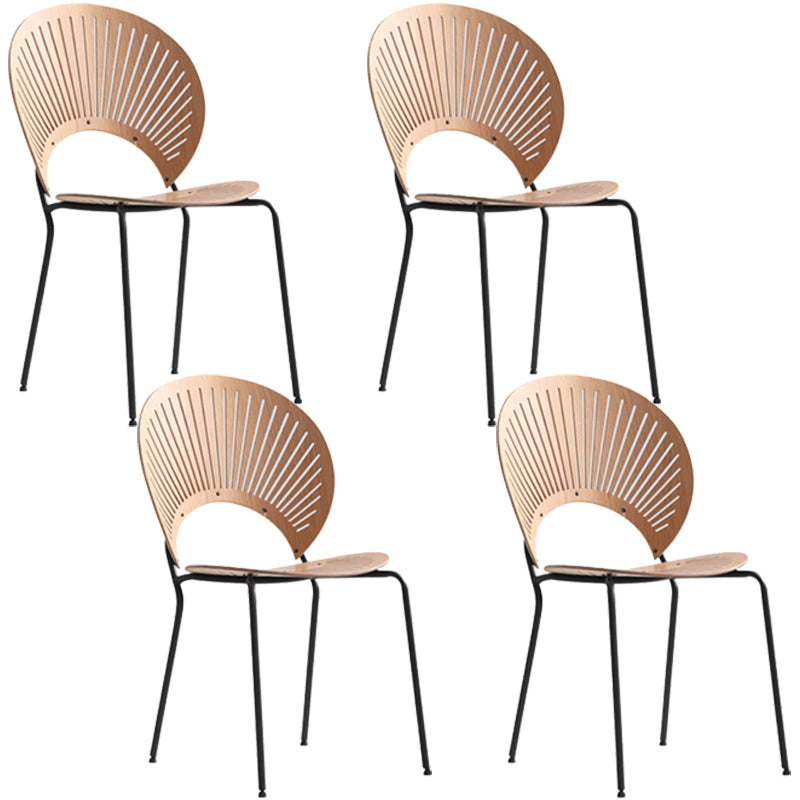 Industrial Style Metal Chair Dining Armless Open Back Chairs for Kitchen Natural Wood Black 4 Piece Set Clearhalo 'Dining Chairs' 'Dining Tables & Seating' 'dining_chair' 'furn' 'furn_dining_chair' 'Furniture' 'furniture_dining_chair' 'Kitchen & Dining Furniture' 4877486