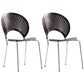 Industrial Style Metal Chair Dining Armless Open Back Chairs for Kitchen Walnut-Grey 2 Piece Set Clearhalo 'Dining Chairs' 'Dining Tables & Seating' 'dining_chair' 'furn' 'furn_dining_chair' 'Furniture' 'furniture_dining_chair' 'Kitchen & Dining Furniture' 4877491