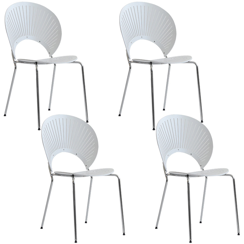 Industrial Style Metal Chair Dining Armless Open Back Chairs for Kitchen White 4 Piece Set Clearhalo 'Dining Chairs' 'Dining Tables & Seating' 'dining_chair' 'furn' 'furn_dining_chair' 'Furniture' 'furniture_dining_chair' 'Kitchen & Dining Furniture' 4877492