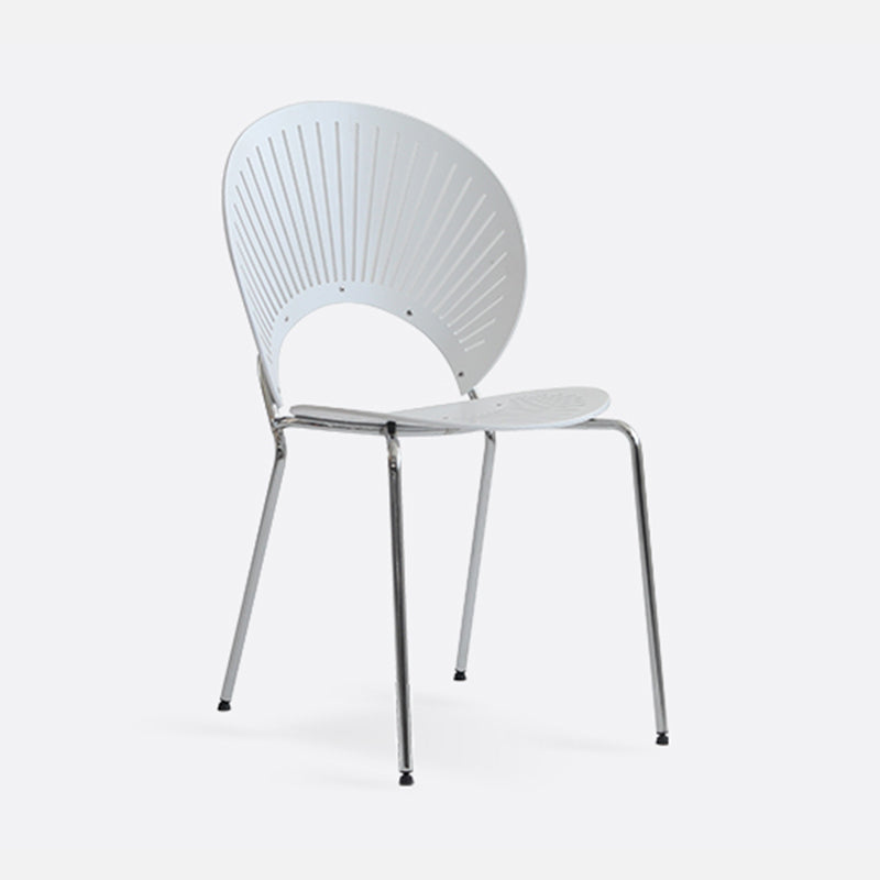 Industrial Style Metal Chair Dining Armless Open Back Chairs for Kitchen White 1 Piece Clearhalo 'Dining Chairs' 'Dining Tables & Seating' 'dining_chair' 'furn' 'furn_dining_chair' 'Furniture' 'furniture_dining_chair' 'Kitchen & Dining Furniture' 4877493