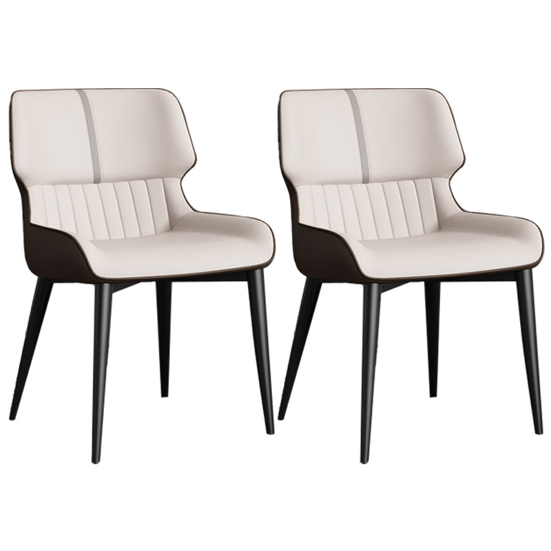 Modern Design Faux Leather Dining Chairs Wingback Parsons Chair Off-White 2 Piece Set Clearhalo 'Dining Chairs' 'Dining Tables & Seating' 'dining_chair' 'furn' 'furn_dining_chair' 'Furniture' 'furniture_dining_chair' 'Kitchen & Dining Furniture' 4877497