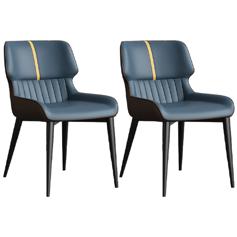 Modern Design Faux Leather Dining Chairs Wingback Parsons Chair Dark Blue 2 Piece Set Clearhalo 'Dining Chairs' 'Dining Tables & Seating' 'dining_chair' 'furn' 'furn_dining_chair' 'Furniture' 'furniture_dining_chair' 'Kitchen & Dining Furniture' 4877503