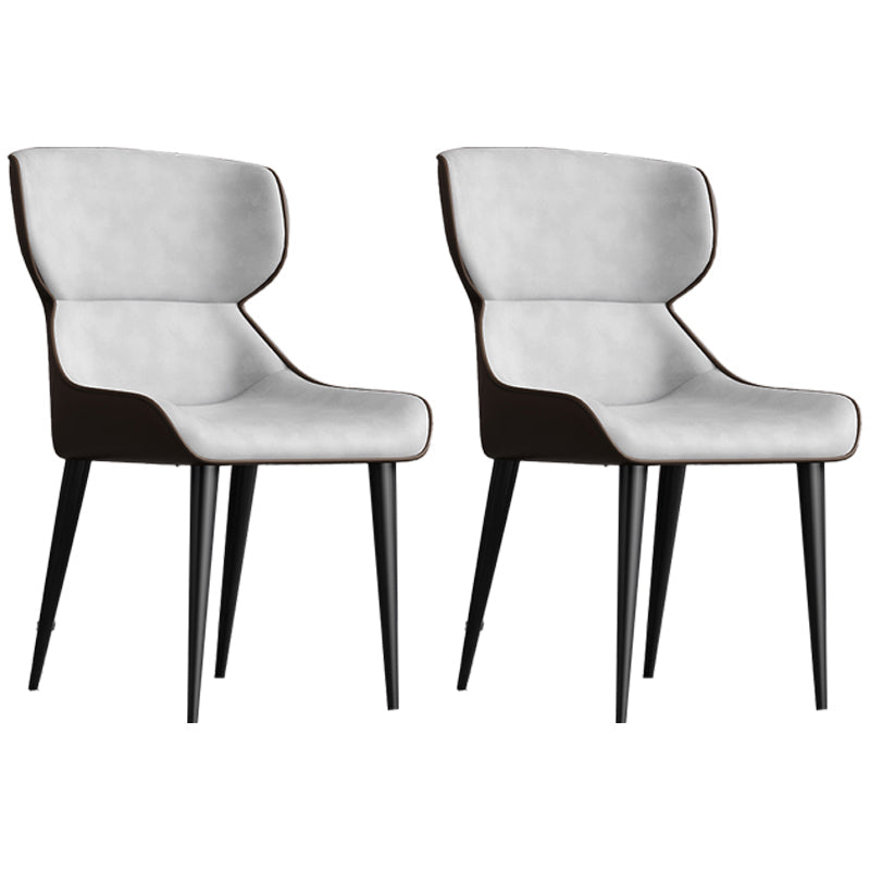 Modern Design Faux Leather Dining Chairs Wingback Parsons Chair Light Gray 2 Piece Set Clearhalo 'Dining Chairs' 'Dining Tables & Seating' 'dining_chair' 'furn' 'furn_dining_chair' 'Furniture' 'furniture_dining_chair' 'Kitchen & Dining Furniture' 4877504