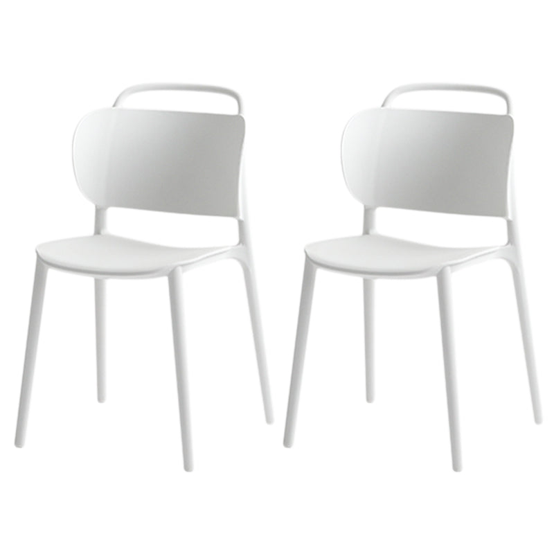 Contemporary Style Plastic Chair Dining Armless Open Back Chairs for Kitchen White 2 Piece Set Clearhalo 'Dining Chairs' 'Dining Tables & Seating' 'dining_chair' 'furn' 'furn_dining_chair' 'Furniture' 'furniture_dining_chair' 'Kitchen & Dining Furniture' 4877526