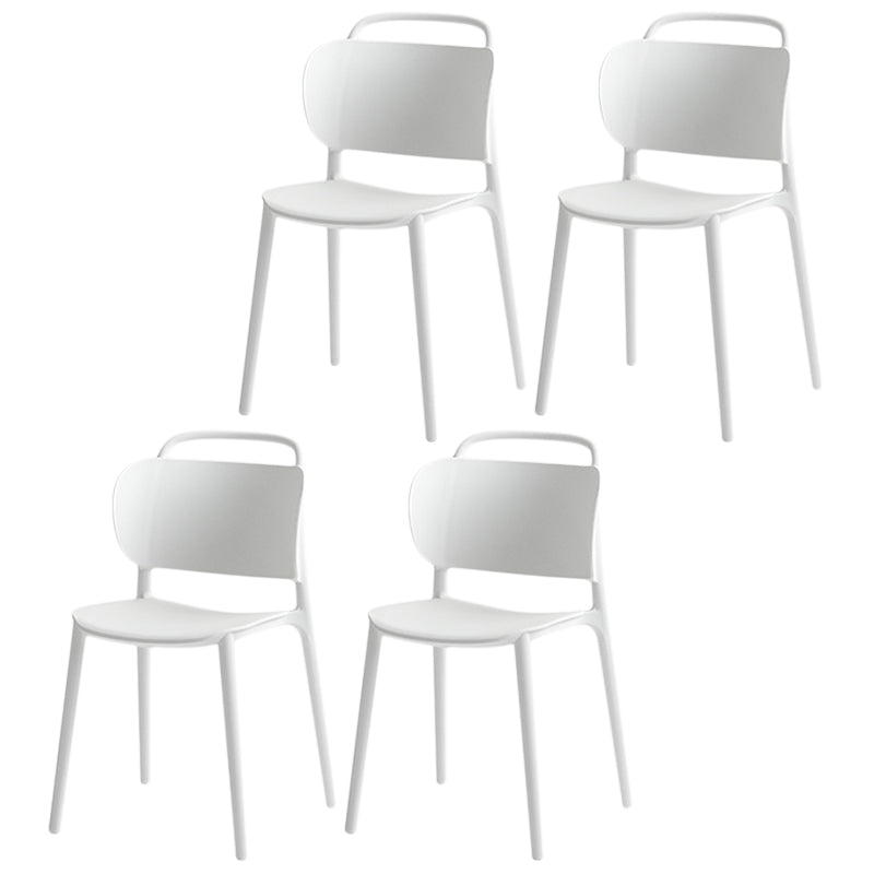 Contemporary Style Plastic Chair Dining Armless Open Back Chairs for Kitchen White 4 Piece Set Clearhalo 'Dining Chairs' 'Dining Tables & Seating' 'dining_chair' 'furn' 'furn_dining_chair' 'Furniture' 'furniture_dining_chair' 'Kitchen & Dining Furniture' 4877528