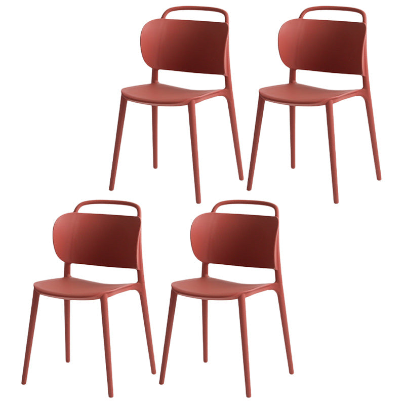 Contemporary Style Plastic Chair Dining Armless Open Back Chairs for Kitchen Red 4 Piece Set Clearhalo 'Dining Chairs' 'Dining Tables & Seating' 'dining_chair' 'furn' 'furn_dining_chair' 'Furniture' 'furniture_dining_chair' 'Kitchen & Dining Furniture' 4877531
