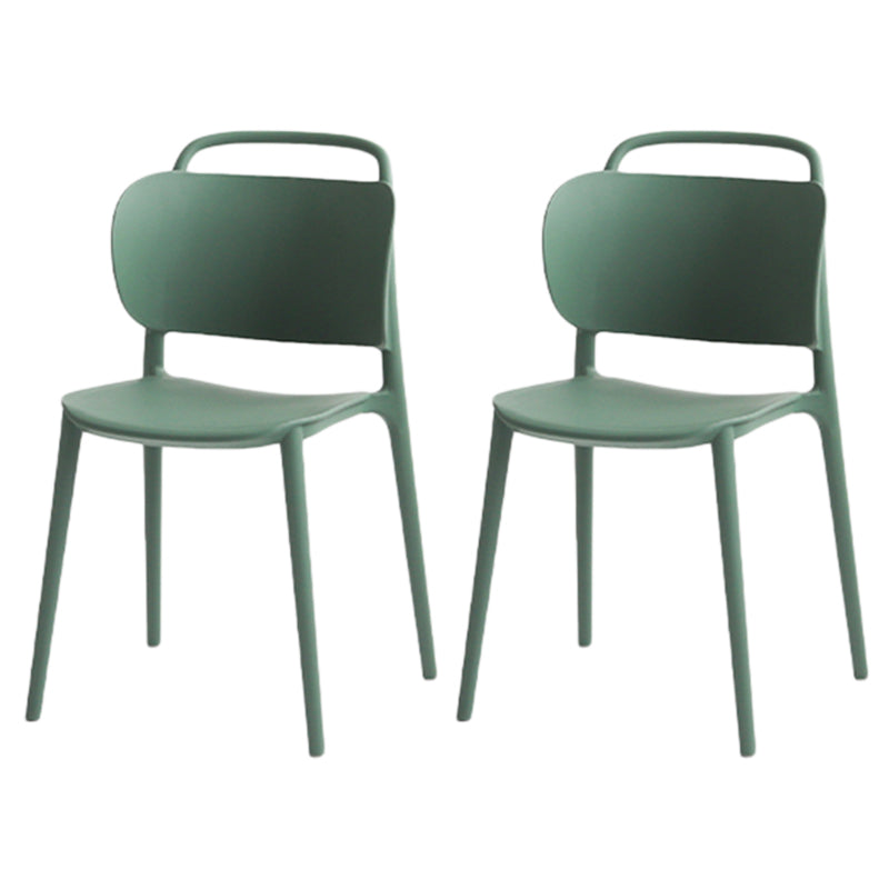 Contemporary Style Plastic Chair Dining Armless Open Back Chairs for Kitchen Green 2 Piece Set Clearhalo 'Dining Chairs' 'Dining Tables & Seating' 'dining_chair' 'furn' 'furn_dining_chair' 'Furniture' 'furniture_dining_chair' 'Kitchen & Dining Furniture' 4877533