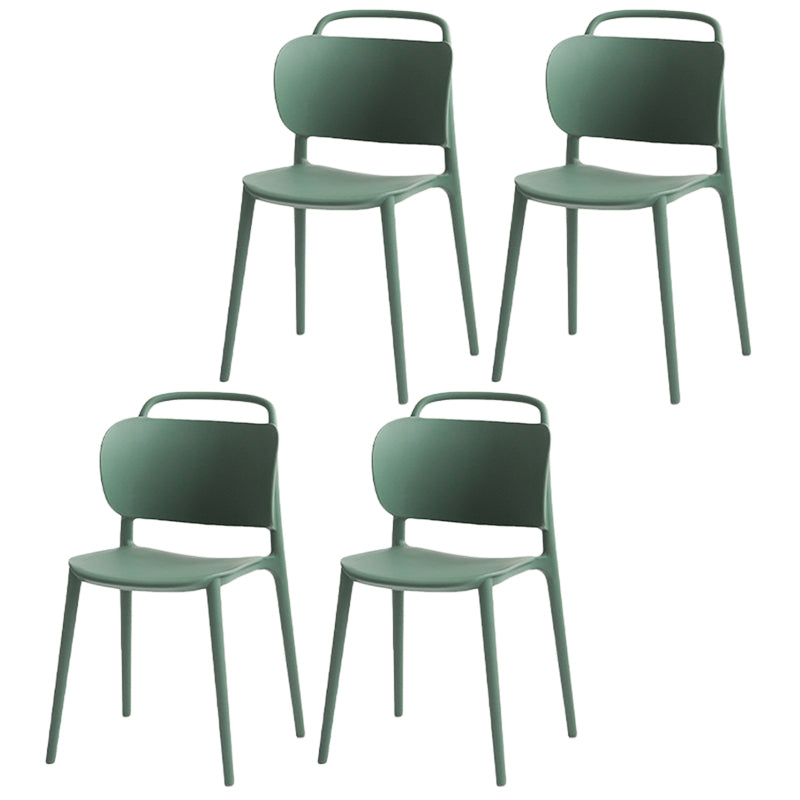Contemporary Style Plastic Chair Dining Armless Open Back Chairs for Kitchen Green 4 Piece Set Clearhalo 'Dining Chairs' 'Dining Tables & Seating' 'dining_chair' 'furn' 'furn_dining_chair' 'Furniture' 'furniture_dining_chair' 'Kitchen & Dining Furniture' 4877535