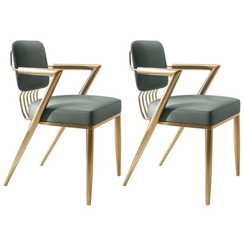 Scandinavian Style Arm Open Back Side Chairs Faux Leather Dining Chairs Blue 2 Piece Set Clearhalo 'Dining Chairs' 'Dining Tables & Seating' 'dining_chair' 'furn' 'furn_dining_chair' 'Furniture' 'furniture_dining_chair' 'Kitchen & Dining Furniture' 4877545
