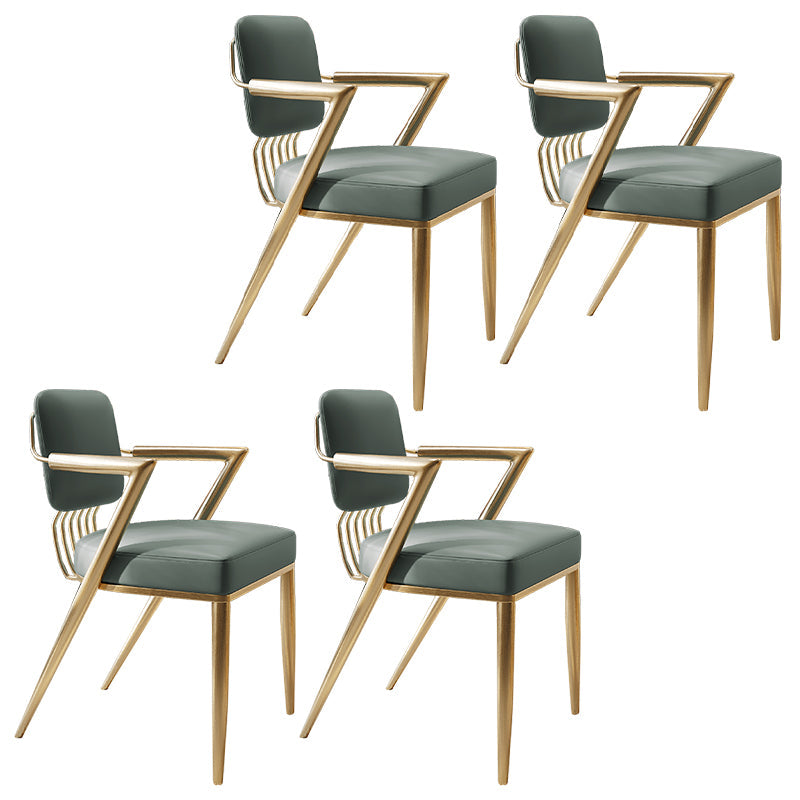 Scandinavian Style Arm Open Back Side Chairs Faux Leather Dining Chairs Blue 4 Piece Set Clearhalo 'Dining Chairs' 'Dining Tables & Seating' 'dining_chair' 'furn' 'furn_dining_chair' 'Furniture' 'furniture_dining_chair' 'Kitchen & Dining Furniture' 4877546