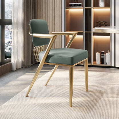 Scandinavian Style Arm Open Back Side Chairs Faux Leather Dining Chairs Blue 1 Piece Clearhalo 'Dining Chairs' 'Dining Tables & Seating' 'dining_chair' 'furn' 'furn_dining_chair' 'Furniture' 'furniture_dining_chair' 'Kitchen & Dining Furniture' 4877549