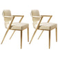 Scandinavian Style Arm Open Back Side Chairs Faux Leather Dining Chairs Off-White 2 Piece Set Clearhalo 'Dining Chairs' 'Dining Tables & Seating' 'dining_chair' 'furn' 'furn_dining_chair' 'Furniture' 'furniture_dining_chair' 'Kitchen & Dining Furniture' 4877552