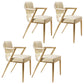 Scandinavian Style Arm Open Back Side Chairs Faux Leather Dining Chairs Off-White 4 Piece Set Clearhalo 'Dining Chairs' 'Dining Tables & Seating' 'dining_chair' 'furn' 'furn_dining_chair' 'Furniture' 'furniture_dining_chair' 'Kitchen & Dining Furniture' 4877554