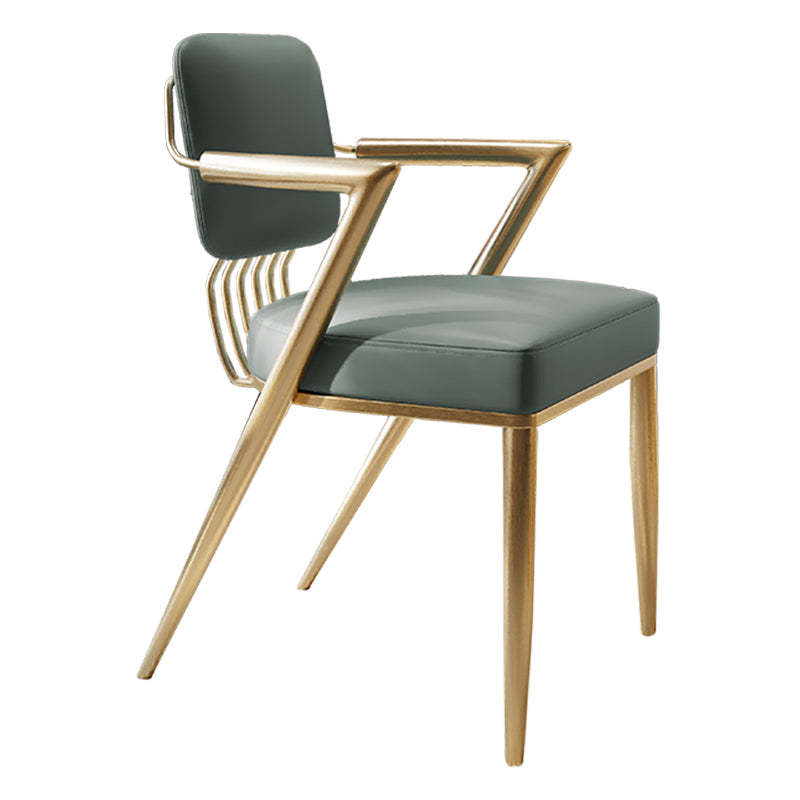 Scandinavian Style Arm Open Back Side Chairs Faux Leather Dining Chairs Clearhalo 'Dining Chairs' 'Dining Tables & Seating' 'dining_chair' 'furn' 'furn_dining_chair' 'Furniture' 'furniture_dining_chair' 'Kitchen & Dining Furniture' 4877559