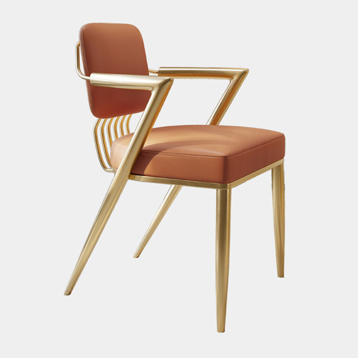 Scandinavian Style Arm Open Back Side Chairs Faux Leather Dining Chairs Clearhalo 'Dining Chairs' 'Dining Tables & Seating' 'dining_chair' 'furn' 'furn_dining_chair' 'Furniture' 'furniture_dining_chair' 'Kitchen & Dining Furniture' 4877561
