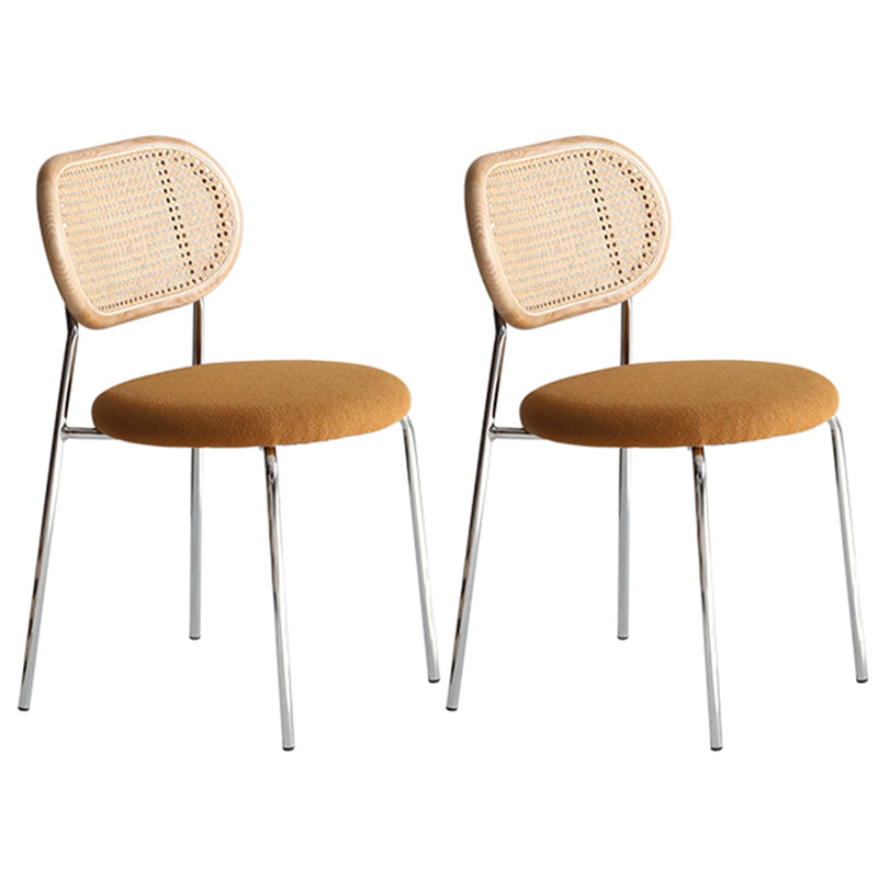 Modern Style Metal Chair Dining Armless Open Back Chairs for Kitchen Yellow 2 Piece Set Clearhalo 'Dining Chairs' 'Dining Tables & Seating' 'dining_chair' 'furn' 'furn_dining_chair' 'Furniture' 'furniture_dining_chair' 'Kitchen & Dining Furniture' 4877578