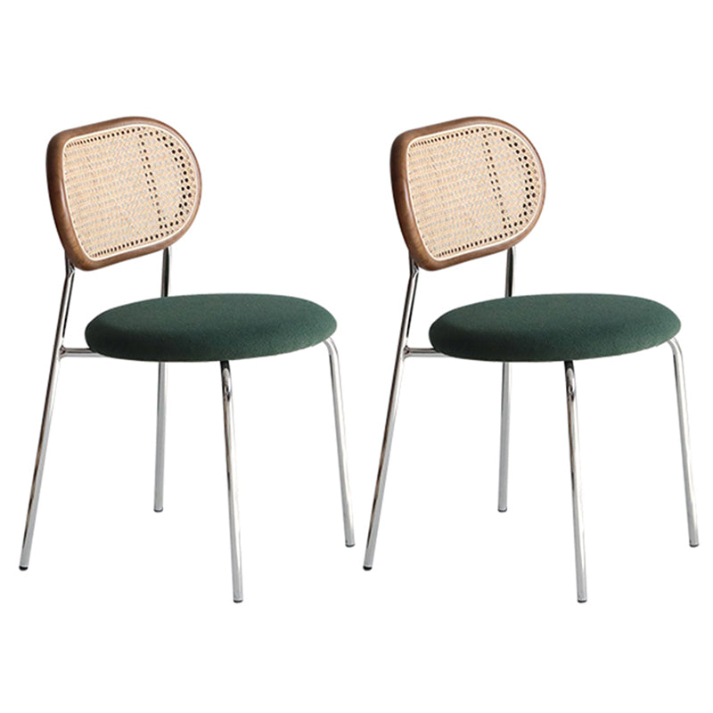 Modern Style Metal Chair Dining Armless Open Back Chairs for Kitchen Green 2 Piece Set Clearhalo 'Dining Chairs' 'Dining Tables & Seating' 'dining_chair' 'furn' 'furn_dining_chair' 'Furniture' 'furniture_dining_chair' 'Kitchen & Dining Furniture' 4877585