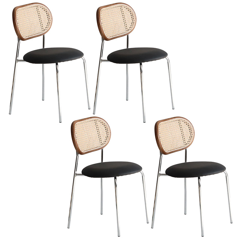 Modern Style Metal Chair Dining Armless Open Back Chairs for Kitchen Black-Silver 4 Piece Set Clearhalo 'Dining Chairs' 'Dining Tables & Seating' 'dining_chair' 'furn' 'furn_dining_chair' 'Furniture' 'furniture_dining_chair' 'Kitchen & Dining Furniture' 4877591
