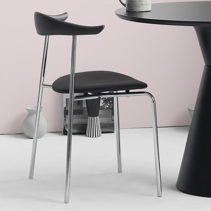 Industrial Style Metal Chairs Dining Armless Open Back Chairs for Kitchen Black 1 Piece Clearhalo 'Dining Chairs' 'Dining Tables & Seating' 'dining_chair' 'furn' 'furn_dining_chair' 'Furniture' 'furniture_dining_chair' 'Kitchen & Dining Furniture' 4877595