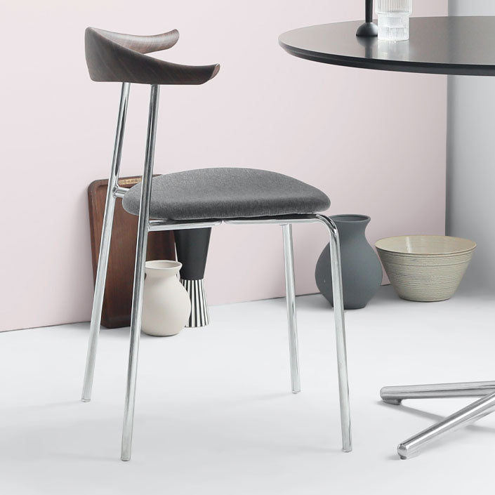 Industrial Style Metal Chairs Dining Armless Open Back Chairs for Kitchen Dark Gray 1 Piece Clearhalo 'Dining Chairs' 'Dining Tables & Seating' 'dining_chair' 'furn' 'furn_dining_chair' 'Furniture' 'furniture_dining_chair' 'Kitchen & Dining Furniture' 4877596