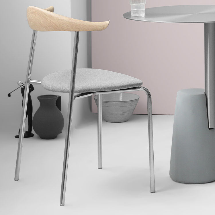 Industrial Style Metal Chairs Dining Armless Open Back Chairs for Kitchen Light Gray 1 Piece Clearhalo 'Dining Chairs' 'Dining Tables & Seating' 'dining_chair' 'furn' 'furn_dining_chair' 'Furniture' 'furniture_dining_chair' 'Kitchen & Dining Furniture' 4877598