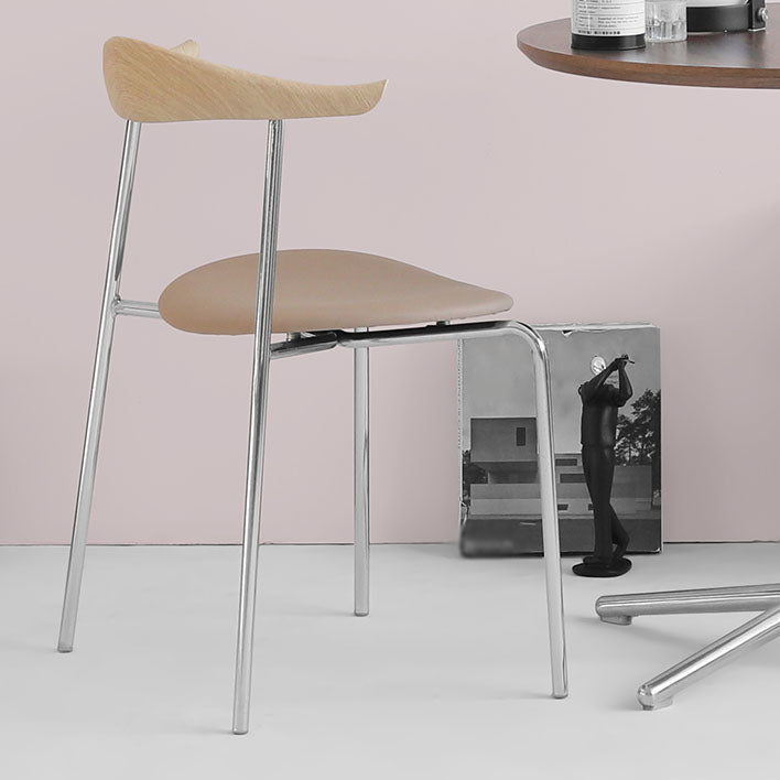 Industrial Style Metal Chairs Dining Armless Open Back Chairs for Kitchen Apricot 1 Piece Clearhalo 'Dining Chairs' 'Dining Tables & Seating' 'dining_chair' 'furn' 'furn_dining_chair' 'Furniture' 'furniture_dining_chair' 'Kitchen & Dining Furniture' 4877600