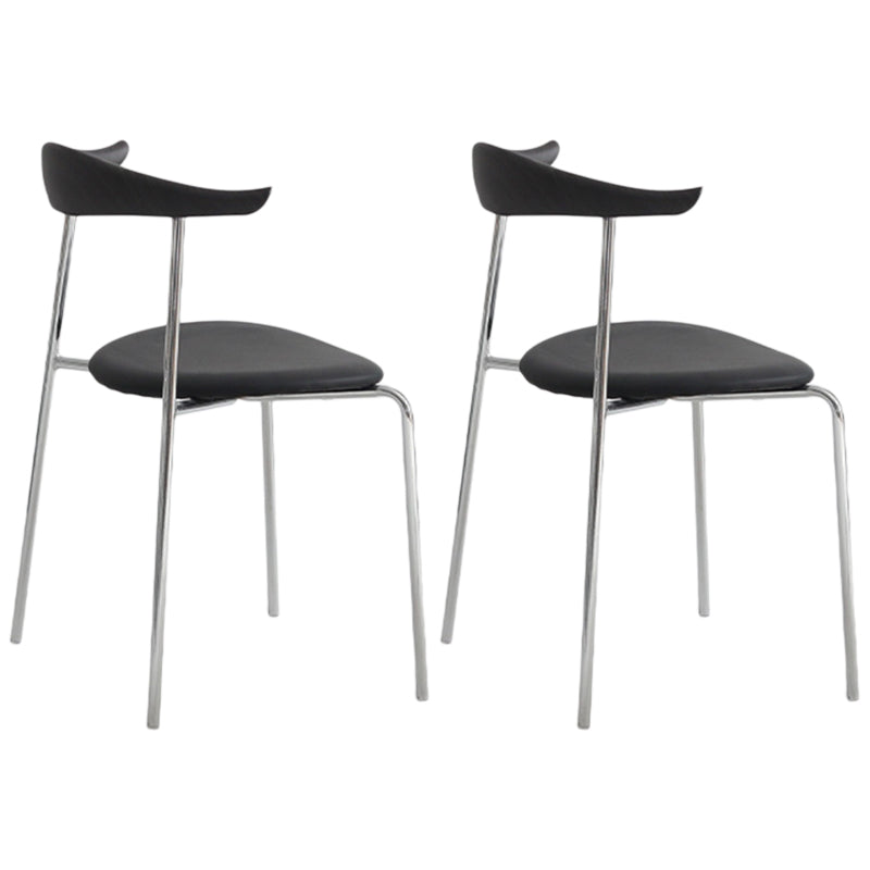 Industrial Style Metal Chairs Dining Armless Open Back Chairs for Kitchen Black 2 Piece Set Clearhalo 'Dining Chairs' 'Dining Tables & Seating' 'dining_chair' 'furn' 'furn_dining_chair' 'Furniture' 'furniture_dining_chair' 'Kitchen & Dining Furniture' 4877602