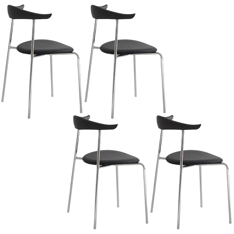 Industrial Style Metal Chairs Dining Armless Open Back Chairs for Kitchen Black 4 Piece Set Clearhalo 'Dining Chairs' 'Dining Tables & Seating' 'dining_chair' 'furn' 'furn_dining_chair' 'Furniture' 'furniture_dining_chair' 'Kitchen & Dining Furniture' 4877605