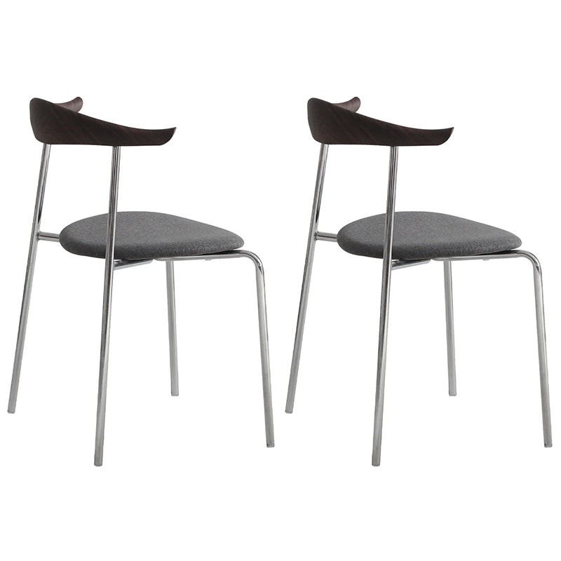 Industrial Style Metal Chairs Dining Armless Open Back Chairs for Kitchen Dark Gray 2 Piece Set Clearhalo 'Dining Chairs' 'Dining Tables & Seating' 'dining_chair' 'furn' 'furn_dining_chair' 'Furniture' 'furniture_dining_chair' 'Kitchen & Dining Furniture' 4877607