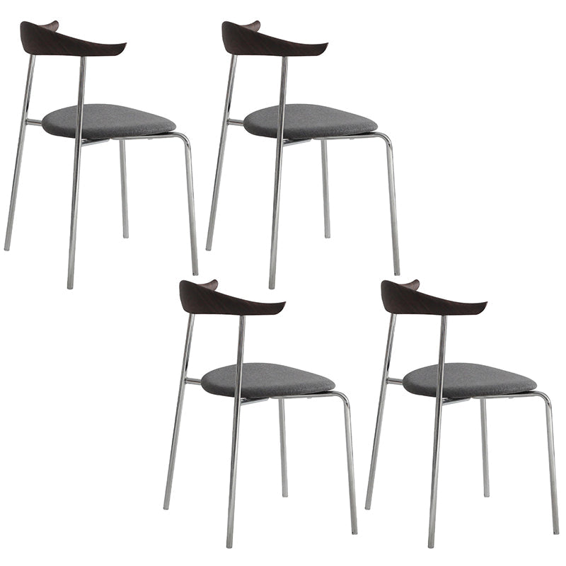 Industrial Style Metal Chairs Dining Armless Open Back Chairs for Kitchen Dark Gray 4 Piece Set Clearhalo 'Dining Chairs' 'Dining Tables & Seating' 'dining_chair' 'furn' 'furn_dining_chair' 'Furniture' 'furniture_dining_chair' 'Kitchen & Dining Furniture' 4877608