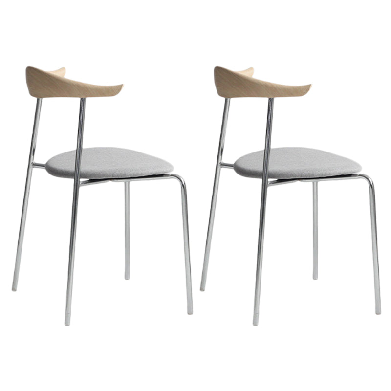 Industrial Style Metal Chairs Dining Armless Open Back Chairs for Kitchen Light Gray 2 Piece Set Clearhalo 'Dining Chairs' 'Dining Tables & Seating' 'dining_chair' 'furn' 'furn_dining_chair' 'Furniture' 'furniture_dining_chair' 'Kitchen & Dining Furniture' 4877610