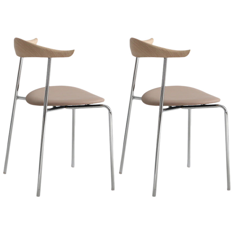 Industrial Style Metal Chairs Dining Armless Open Back Chairs for Kitchen Apricot 2 Piece Set Clearhalo 'Dining Chairs' 'Dining Tables & Seating' 'dining_chair' 'furn' 'furn_dining_chair' 'Furniture' 'furniture_dining_chair' 'Kitchen & Dining Furniture' 4877614