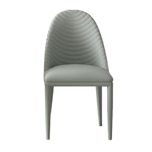 Contemporary Leather Dining Side Chair Armless Solid Back Chair Grey 1 Piece Clearhalo 'Dining Chairs' 'Dining Tables & Seating' 'dining_chair' 'furn' 'furn_dining_chair' 'Furniture' 'furniture_dining_chair' 'Kitchen & Dining Furniture' 4877623